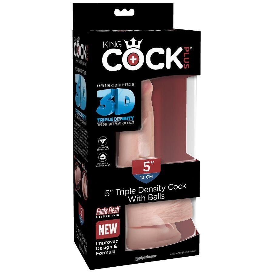 KING COCK - DILDO TRIPLE DENSIDAD 13 CM CON TESTICULOS - Sensuana.es