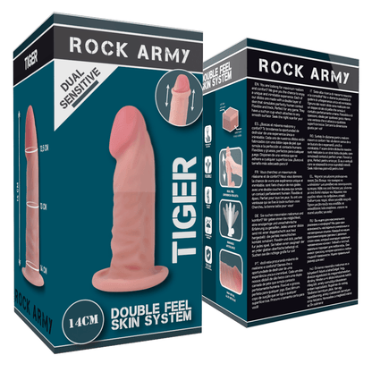 ROCKARMY - DUAL DENSITY TIGER DILDO REALISTA 14 CM -O- 4.46 CM - Sensuana.es