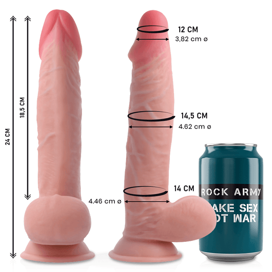 ROCKARMY - DUAL DENSITY SHERMAN DILDO REALISTA 24 CM -O- 4.62 CM - Sensuana.es