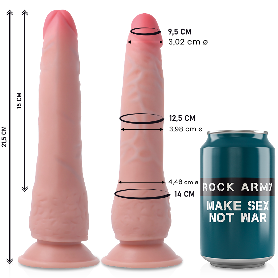 ROCKARMY - DILDO REALÍSTICO CRUSADER DE DUAL DENSIDADE 21,5 CM -O- 4,46 CM