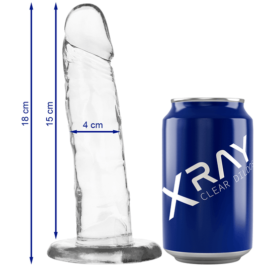 X RAY - CLEAR DILDO TRANSPARENTE 18 CM -O- 4 CM - Sensuana.es