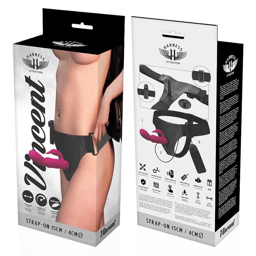 HARNESS ATTRACTION - RNES VIBRADOR RABBIT VINCENT 15 CM -O- 4 CM - Sensuana.es