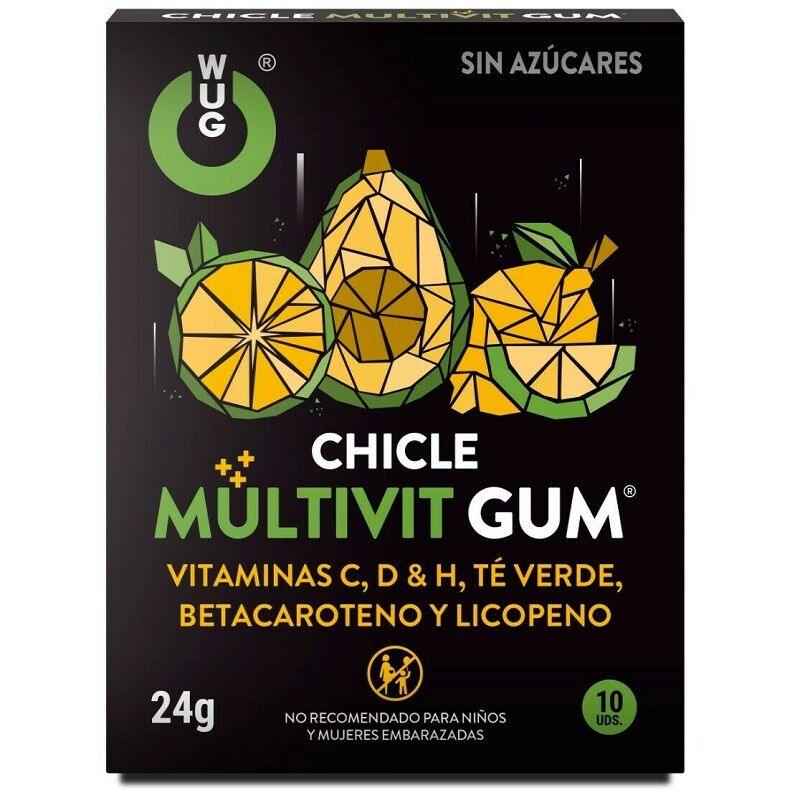 WUG GUM - MULTIVIT CHICLE VITAMINA C, H, D, BETACAROTENO, LICOPENO Y TÉ VERDE 10 UNIDADES - Sensuana.es