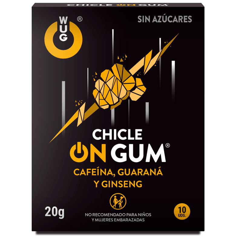 WUG GUM - ON CHICLE CAFEÍNA, GINSENG Y GUARANÁ 10 UNIDADES - Sensuana.es