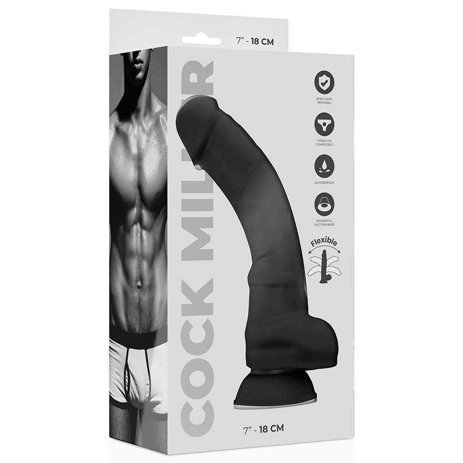 COCK MILLER - SILICONA DENSITY COCKSIL ARTICULABLE NEGRO 18 CM - Sensuana.es