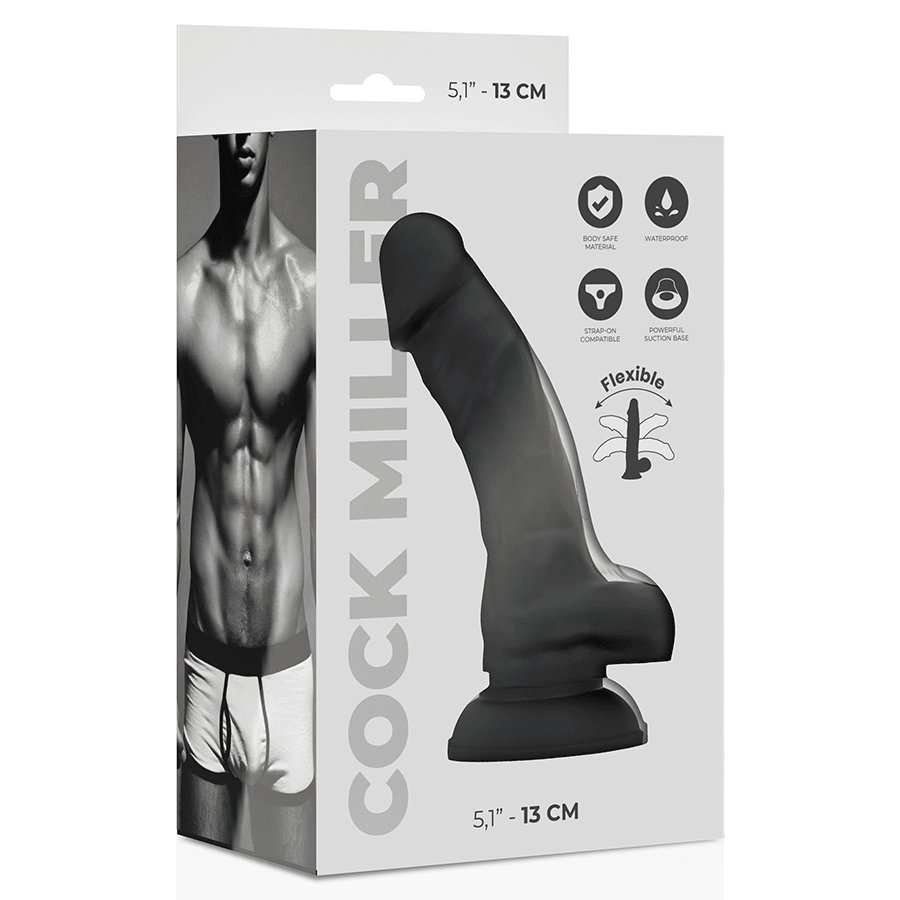 COCK MILLER - SILICONA DENSITY COCKSIL ARTICULABLE NEGRO 13 CM - Sensuana.es