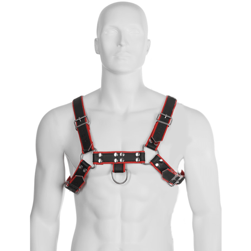 LEATHER BODY - CHAIN HARNESS III BLACK / RED - Sensuana.es