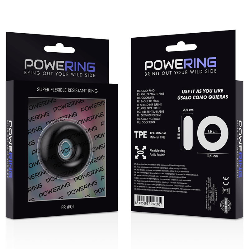 POWERING - SUPER FLEXIBLE Y RESISTENTE ANILLO PENE 3.5CM NEGRO - Sensuana.es