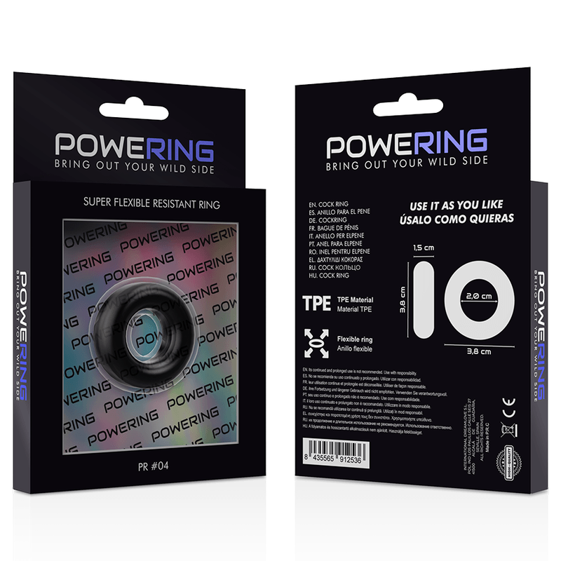 POWERING - SUPER FLEXIBLE Y RESISTENTE ANILLO PENE 3.8CM PR04 NEGRO - Sensuana.es