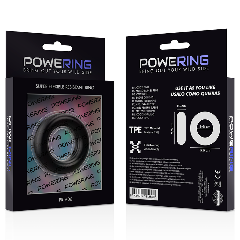 POWERING - SUPER FLEXIBLE Y RESISTENTE ANILLO PENE 5.5CM PR06 NEGRO - Sensuana.es