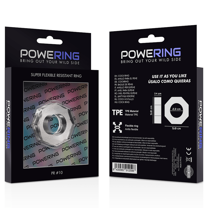 POWERING - SUPER FLEXIBLE Y RESISTENTE ANILLO PENE 5CM PR10 CLEAR - Sensuana.es