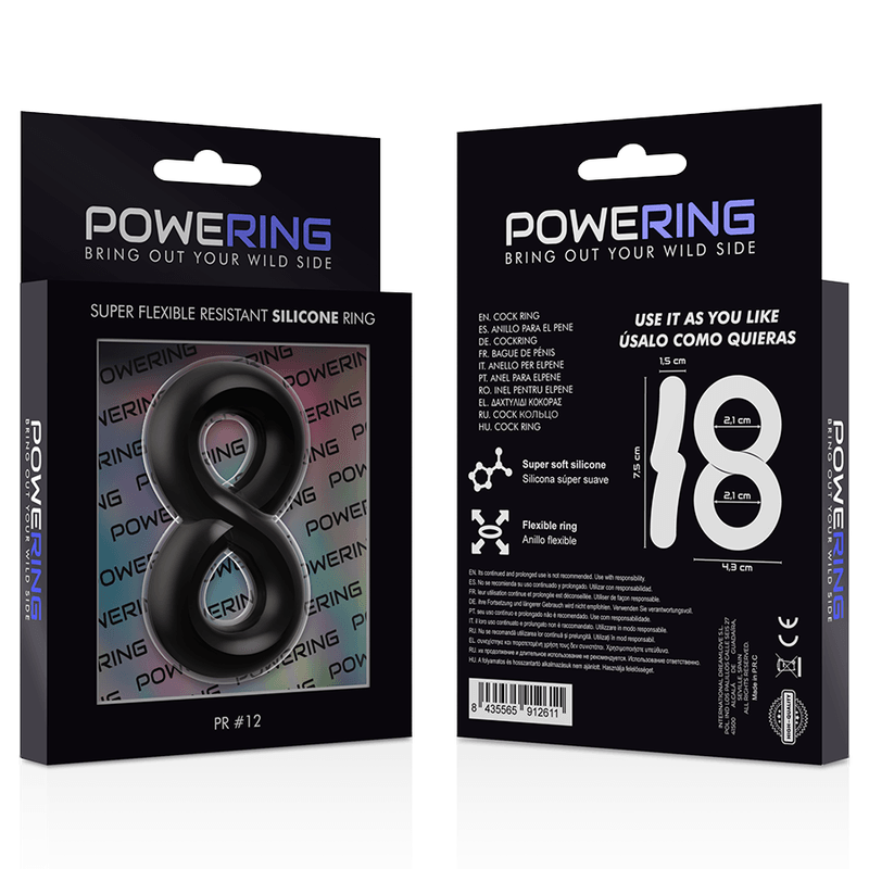 POWERING - SUPER FLEXIBLE Y RESISTENTE ANILLO PENE Y TESTICULOS PR12 NEGRO - Sensuana.es