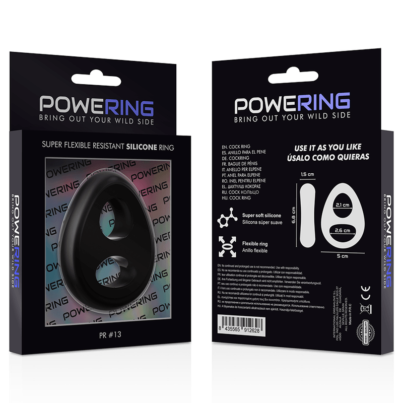 POWERING - SUPER FLEXIBLE Y RESISTENTE ANILLO PENE Y TESTICULOS PR13 NEGRO - Sensuana.es