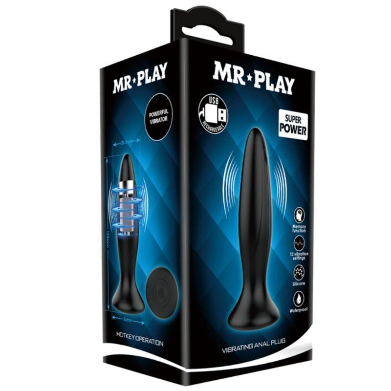 MR PLAY - PLUG ANAL VIBRADOR NEGRO RECARGABLE - Sensuana.es