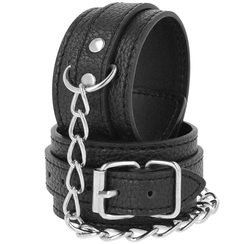 DARKNESS - BLACK LEATHER TEXTURE HANDCUFFS