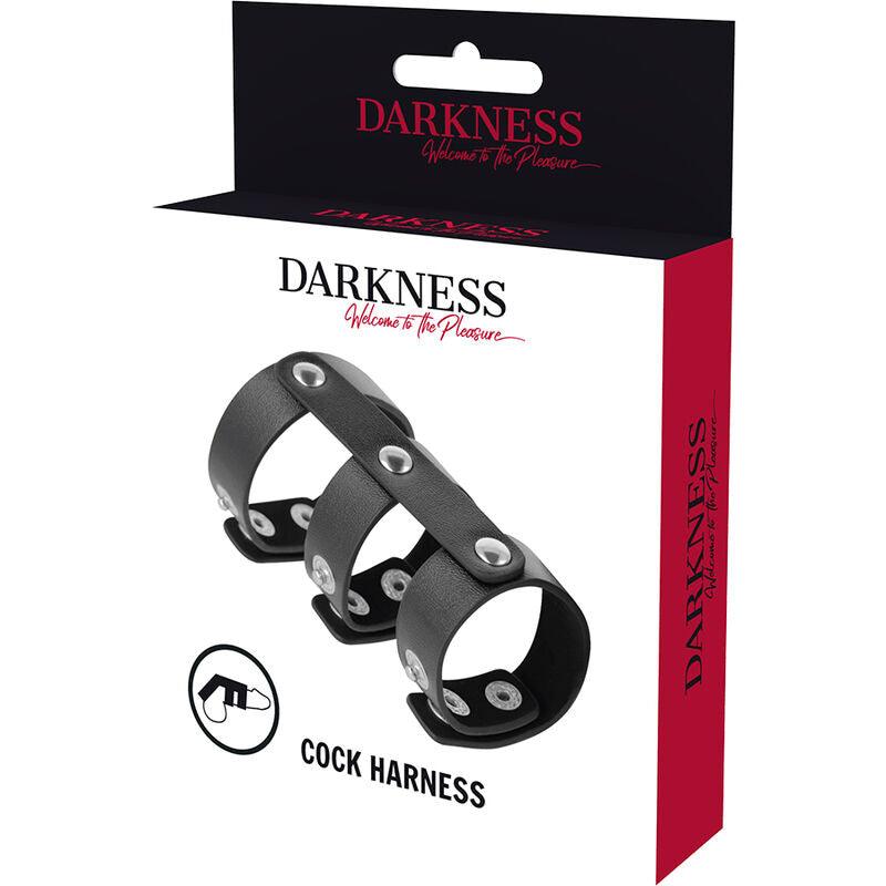 DARKNESS - ANILLO DOBLE PENE Y TESTICULOS AJUSTABLE LEATHER - Sensuana.es