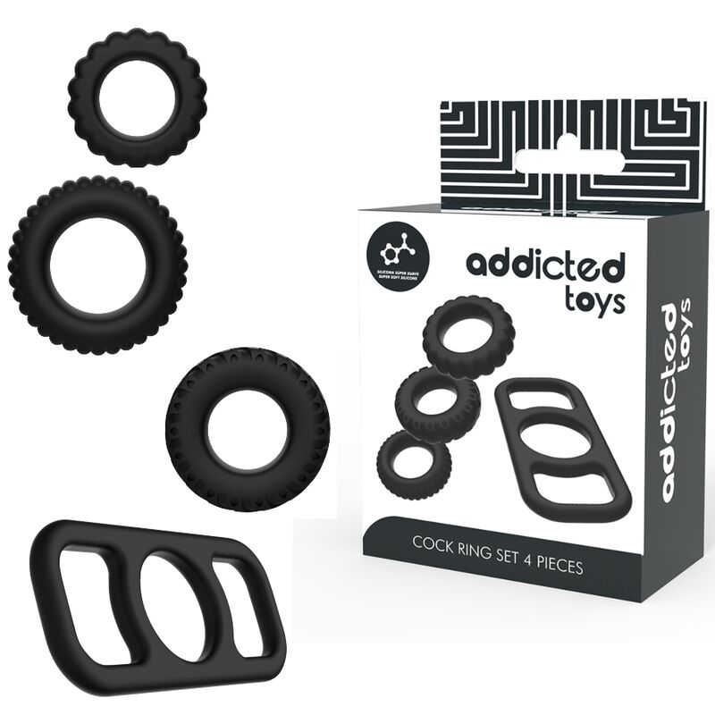 ADDICTED TOYS - SET 4 ANILLOS SILICONA PARA EL PENE - Sensuana.es