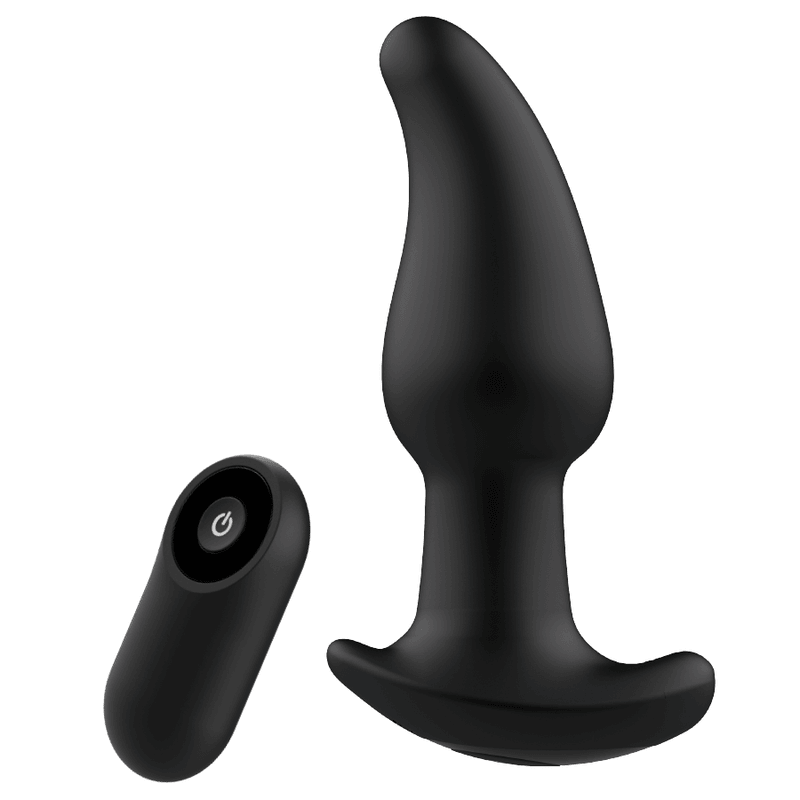 ADDICTED TOYS - CONTROL REMOTO PLUG ANAL P-SPOT NEGRO PUNTA FINA